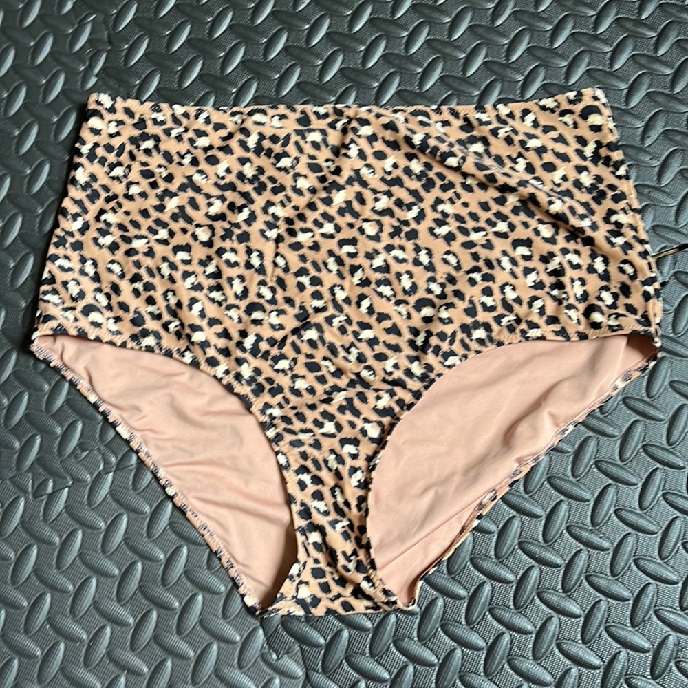 Aerie leopard print high waisted swim bottoms